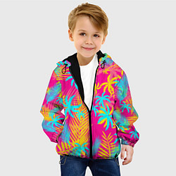 Куртка с капюшоном детская НЕОНОВЫЕ ПАЛЬМЫ НЕОН NEON, цвет: 3D-черный — фото 2