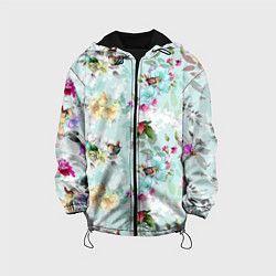 Куртка с капюшоном детская Весенние цветы, цвет: 3D-черный