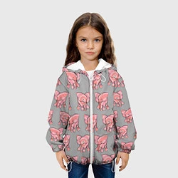 Куртка с капюшоном детская РОЗОВЫЕ СЛОНИКИ ПАТТЕРН, цвет: 3D-белый — фото 2