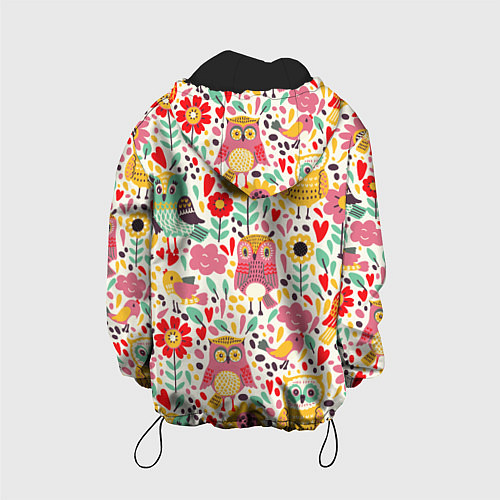 Детская куртка Красочные совы и цветы / 3D-Черный – фото 2