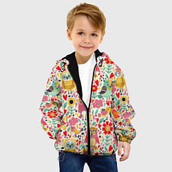 Куртка с капюшоном детская Красочные совы и цветы, цвет: 3D-черный — фото 2