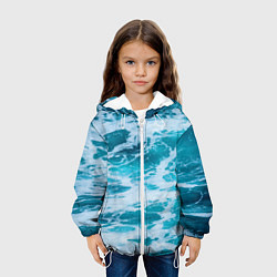 Куртка с капюшоном детская Вода волны пена море, цвет: 3D-белый — фото 2