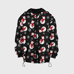 Куртка с капюшоном детская Снеговики ночью, цвет: 3D-черный