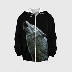 Куртка с капюшоном детская Воющий волк, цвет: 3D-белый