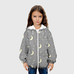 Куртка с капюшоном детская Луна и звезды, цвет: 3D-белый — фото 2