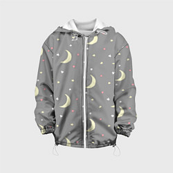 Куртка с капюшоном детская Луна и звезды, цвет: 3D-белый