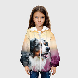 Куртка с капюшоном детская Австралийская Овчарка, цвет: 3D-белый — фото 2