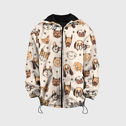 Куртка с капюшоном детская Хипстерские собачки, цвет: 3D-черный