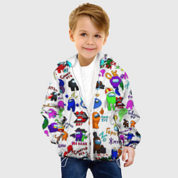 Куртка с капюшоном детская AMONG US STICKERBOMBING, цвет: 3D-белый — фото 2