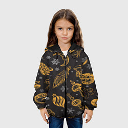 Куртка с капюшоном детская Золотые узоры, цвет: 3D-черный — фото 2