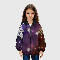 Куртка с капюшоном детская Снежинки ночь!, цвет: 3D-черный — фото 2