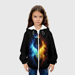 Куртка с капюшоном детская Волки в огне, цвет: 3D-белый — фото 2