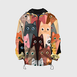 Куртка с капюшоном детская Котики мультяшные, цвет: 3D-черный