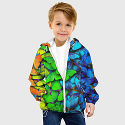 Куртка с капюшоном детская Радужные бабочки, цвет: 3D-белый — фото 2