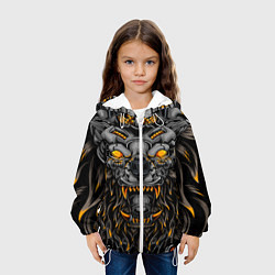 Куртка с капюшоном детская Хищный лев киборг, цвет: 3D-белый — фото 2