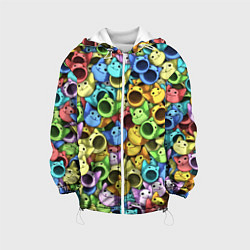 Куртка с капюшоном детская Цветные Поп Котики, цвет: 3D-белый