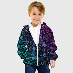 Куртка с капюшоном детская ЛОГО ФУТБОЛЬНЫХ КОМАНД НЕОН, цвет: 3D-белый — фото 2