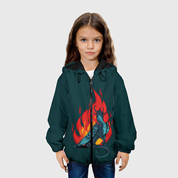 Куртка с капюшоном детская Бирюзовый дракон, цвет: 3D-черный — фото 2