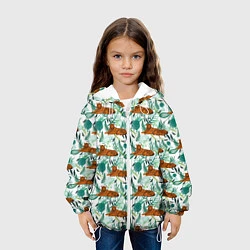 Куртка с капюшоном детская Цветы и Тигр Паттерн, цвет: 3D-белый — фото 2
