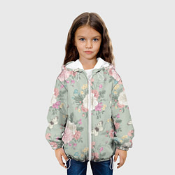 Куртка с капюшоном детская Бабочки в цветах, цвет: 3D-белый — фото 2