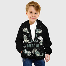 Куртка с капюшоном детская Коты в Космосе Мечтай, цвет: 3D-черный — фото 2