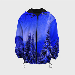 Куртка с капюшоном детская Зимний лес, цвет: 3D-черный
