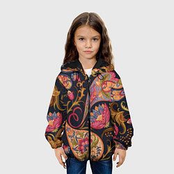 Куртка с капюшоном детская РОСПИСЬ ЦВЕТАМИ, цвет: 3D-черный — фото 2