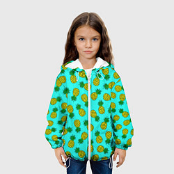 Куртка с капюшоном детская Ананасы аква, цвет: 3D-белый — фото 2