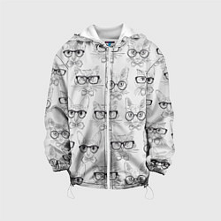Куртка с капюшоном детская Кошки в очках, цвет: 3D-белый