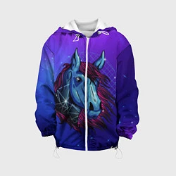 Куртка с капюшоном детская Retrowave Neon Horse, цвет: 3D-белый