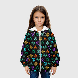 Куртка с капюшоном детская GENSHIN IMPACT ЭМБЛЕМЫ, цвет: 3D-белый — фото 2