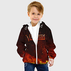Куртка с капюшоном детская Valheim огненный лого, цвет: 3D-белый — фото 2