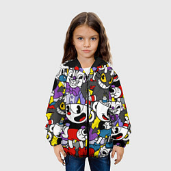 Куртка с капюшоном детская Cuphead главные герои, цвет: 3D-черный — фото 2