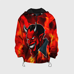 Куртка с капюшоном детская The devil is on fire, цвет: 3D-черный