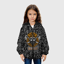 Куртка с капюшоном детская Valheim Череп викинга, цвет: 3D-черный — фото 2