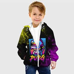 Куртка с капюшоном детская PUBG RETRO NEON ПАБГ НЕОН, цвет: 3D-белый — фото 2