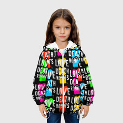 Куртка с капюшоном детская ЛЮБОВЬ СМЕРТЬ И РОБОТЫ УЗОР, цвет: 3D-белый — фото 2
