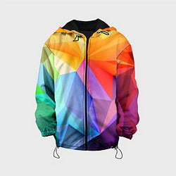 Куртка с капюшоном детская Радужная геометрия, цвет: 3D-черный