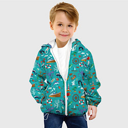 Куртка с капюшоном детская Морские обитатели, цвет: 3D-белый — фото 2