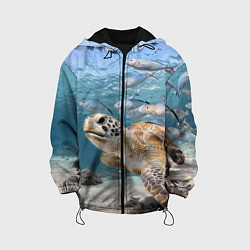 Куртка с капюшоном детская Морская черепаха, цвет: 3D-черный