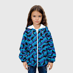 Куртка с капюшоном детская Черные акулы паттерн, цвет: 3D-белый — фото 2