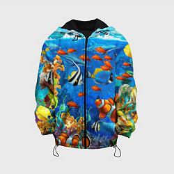 Куртка с капюшоном детская Коралловые рыбки, цвет: 3D-черный
