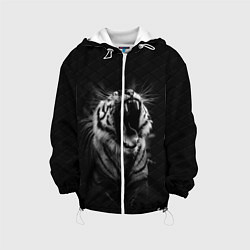 Куртка с капюшоном детская Тигр рычит Tiger realistic, цвет: 3D-белый