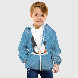 Куртка с капюшоном детская Пингвин, цвет: 3D-белый — фото 2