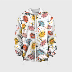 Куртка с капюшоном детская Абстрактные цветы одуванчики, цвет: 3D-белый
