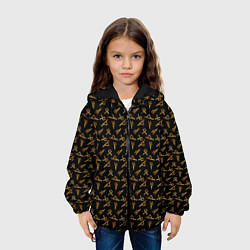 Куртка с капюшоном детская Золотые руны акварелью, цвет: 3D-черный — фото 2