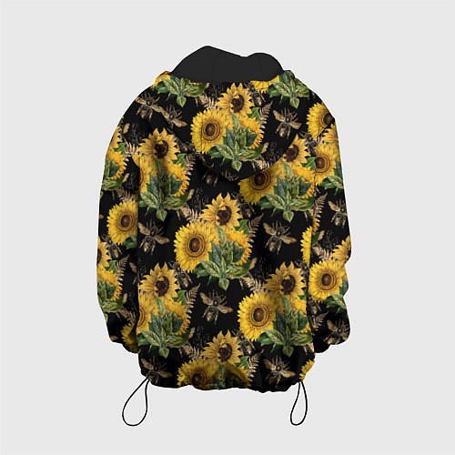 Детская куртка Fashion Sunflowers and bees / 3D-Черный – фото 2