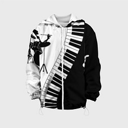 Куртка с капюшоном детская Черно Белое пианино, цвет: 3D-белый