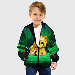 Куртка с капюшоном детская Пикачу и корги, цвет: 3D-черный — фото 2