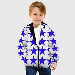 Куртка с капюшоном детская Синие звёзды на белом фоне, цвет: 3D-черный — фото 2